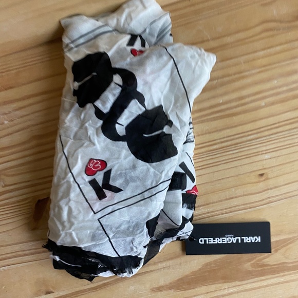 KARL LAGERFELD Black and White Scarf - Picture 2 of 8
